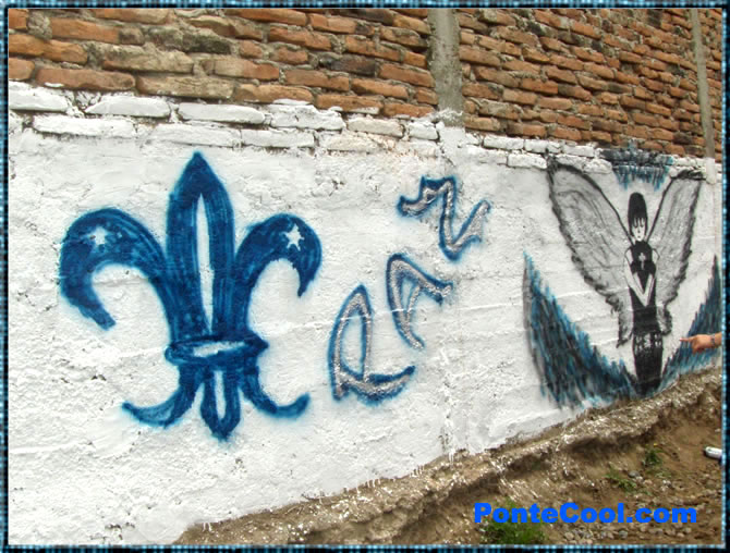 Graffiti s&iacute;mbolos de los scouts y la Paz